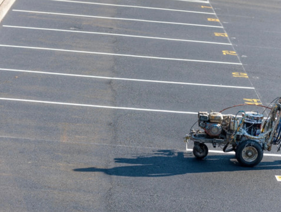 Parking Lot Striping Equipment in Operation